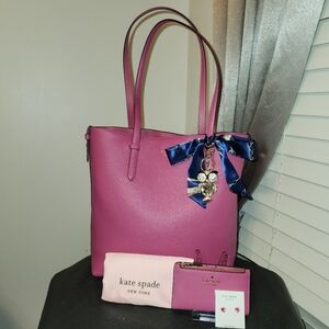 Kate Spade Medium Pebbled Leather Juliette Magenta 6 pc Set NWT